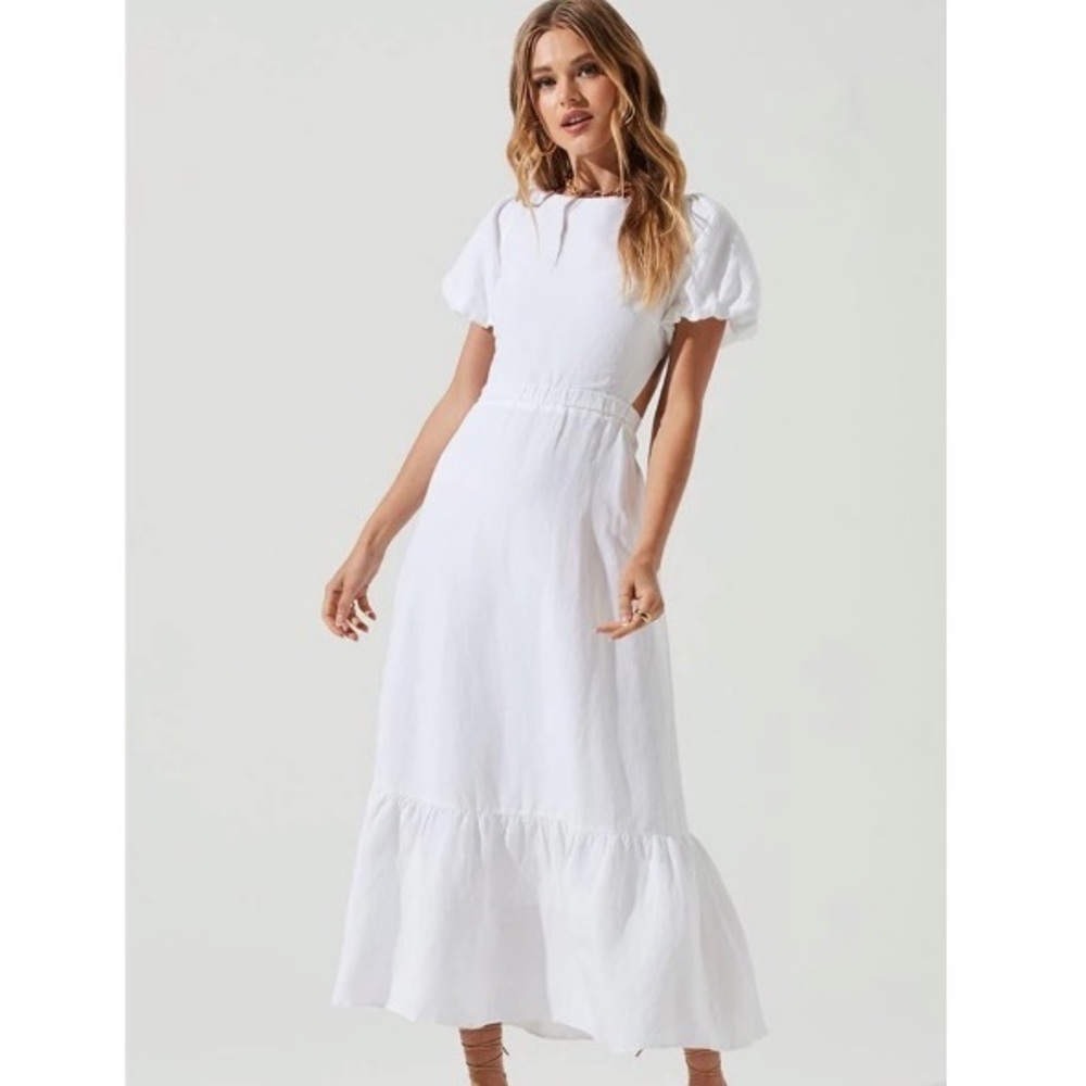 ASTR THE LABEL | JELENA DRESS | WHITE Linen dress - Picture 1 of 8